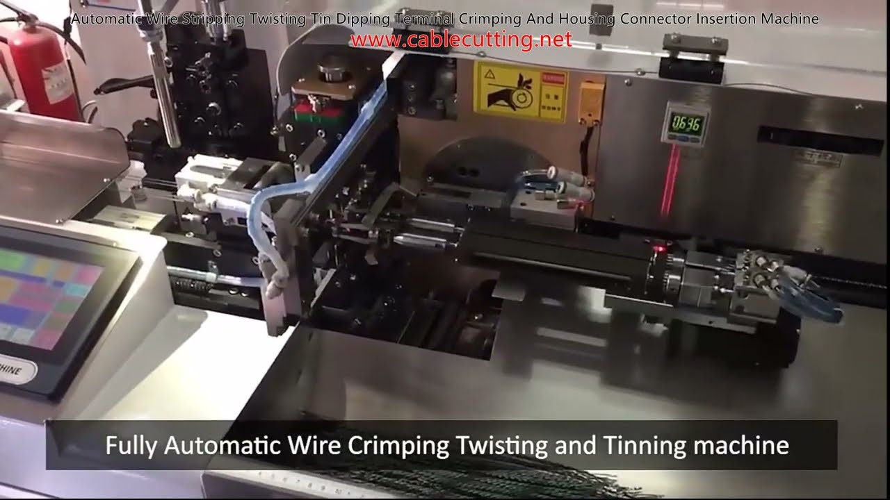 Machine Automatique de Dénudage, Torsion, Étamage, Sertissage de Cosses et Insertion de Connecteurs